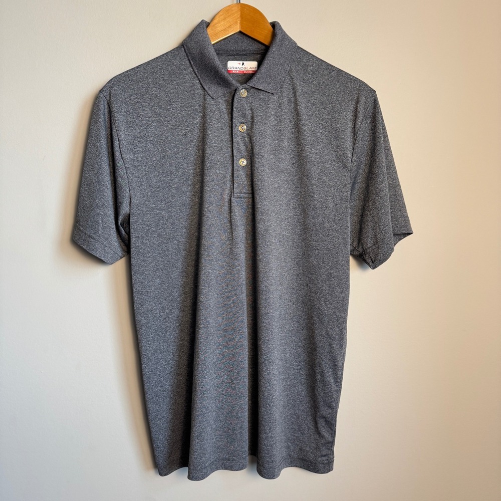 Grand Slam Mens Polo Shirt Size M Gray Golf Athletic Performance